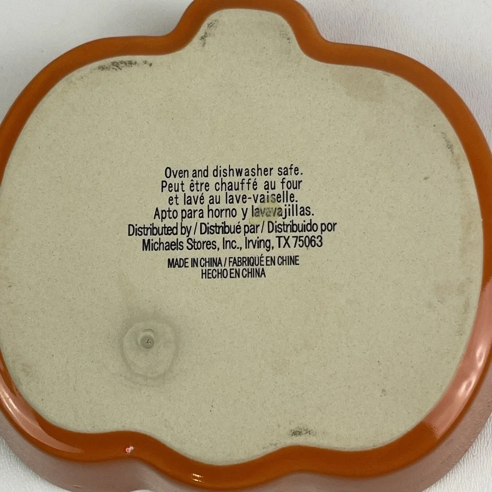 Michaels Halloween Ceramic Stoneware Pumpkin Jack  O Lantern Candy Dish Bowl